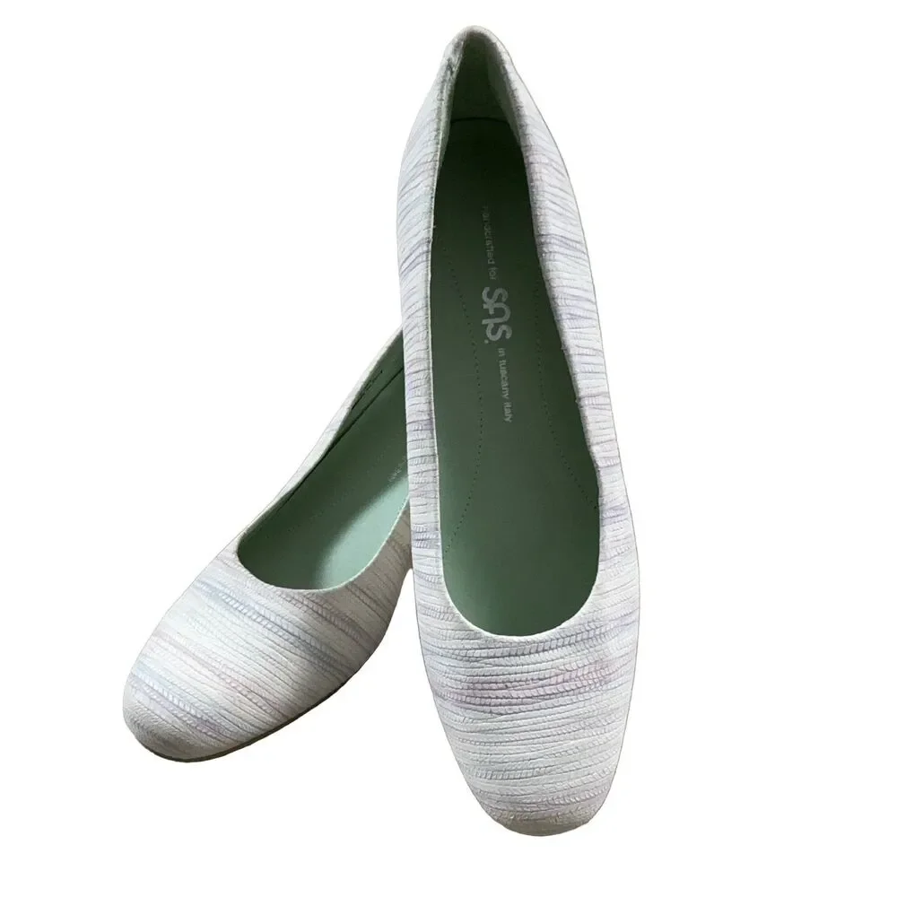 SAS Shoes Women 8.5M  Sofia Wedge Pump Stripes Pastels Comfort Casual Career